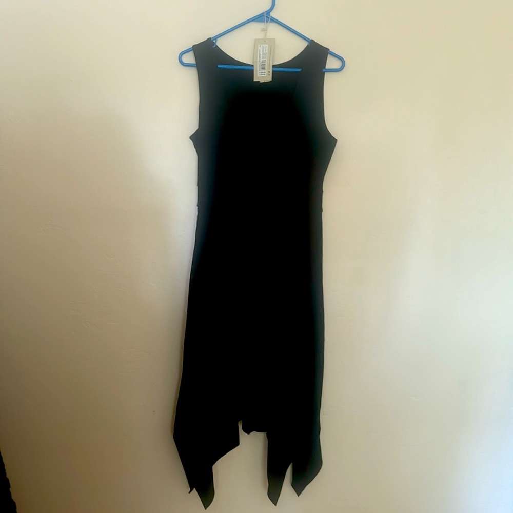 Pact fit and flare black dress